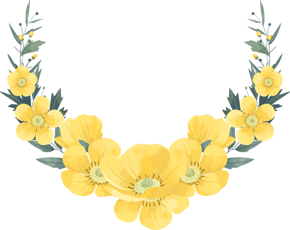 Yellow Buttercup Wreath Flower Frame Background